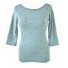 Tričko s 3/4 rukávem - šedomentol s puntíky