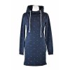 Mikinové šaty - tmavě modré puntíkaté
