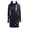 Mikinové šaty s límcem - modré - kopretiny