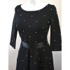 Půlkolové šaty 3/4 rukáv - černé a puntík