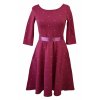 Půlkolové šaty 3/4 rukáv - purpurové a puntík