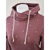 Mikina do pasu - s kapucí - světle vínová a puntíky