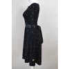 Půlkolové šaty 3/4 rukáv - bambus - černé s puntíky