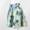 Kolová sukně - do gumy - mentolová s rostlinami