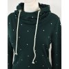 Mikinové šaty s kapucí - lahvově zelené s puntíky