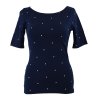 Tričko s delším rukávkem - temně modré s puntíky