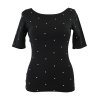 Tričko s delším rukávkem - černé s puntíky