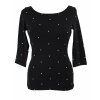 Tričko 3/4 rukáv - černé puntíkaté