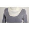 Tričko 3/4 rukáv s hlubším výstřihem - šedé s puntíky