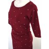Šaty řasené  - vínové s puntíky a větvičkou 3