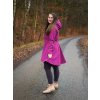 Softshellový kabát - půlkolový - fuchsiový s puntíky