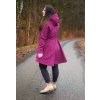 Softshellový kabát - půlkolový - fuchsiový s puntíky