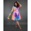 Kolové šaty - duhový mramor