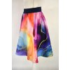 Půlkolová sukně - do gumy - duhový mramor
