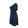 Zavinovací mušelínové šaty - tmavě modrá ptáčci