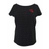 Tričko oversize - černé s puntíky - srdíčka