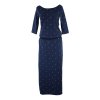 Maxi šaty s 3/4 rukávy - modré s puntíky II.JAKOST