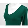 Tričko 3/4 rukáv - výstřih do V - lahvově zelené