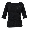 Tričko řasené - 3/4 rukáv - černé s puntíkem