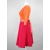 Půlkolové šaty s křížením - 3/4 rukávy - růžovooranžové 4