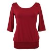 Tričko podkasané - 3/4 rukáv - bordó