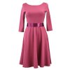Půlkolové šaty 3/4 rukáv - cyklámové