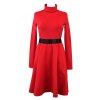 Půlkolové šaty s rolákem - červené