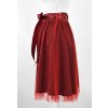 Půlkolová sukně - guma - červená s tylem