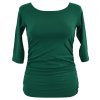Tričko řasené - 3/4 rukáv - bambus - smaragdové