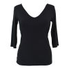 Tričko 3/4 rukáv - výstřih do V - černé