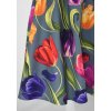 Půlkolová sukně - guma - barevné tulipány 2
