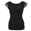 Tričko s krajkovými rukávky - černé