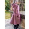 Softshellový kabát - půlkolový - starorůžový s puntíky