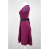 Půlkolové šaty s krajkou - fuchsiové 2