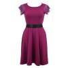 Půlkolové šaty s krajkou - fuchsiové 2