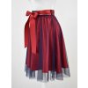 Půlkolová sukně - guma - červená a modrý tyl 4