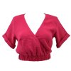 Top - výstřih do V - magenta 2