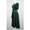 Půlkolové šaty - delší rukáv - tmavě zelené 5