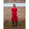 Půlkolové šaty - delší rukáv - červené 2