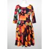 Půlkolové šaty 3/4 rukáv - barevný podzim 3