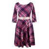 Půlkolové šaty 3/4 rukáv - růžová kostka