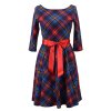 Půlkolové šaty 3/4 rukáv - barevné kostky II.JAKOST