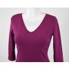 Tričko 3/4 rukáv - výstřih do V - fuchsiové