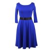 Půlkolové šaty 3/4 rukáv - královsky modré II.JAKOST