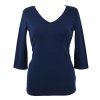 Tričko 3/4 rukáv - výstřih do V - tmavě modré