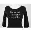 Tričko 3/4 rukáv - černé - kniha a čaj