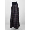 Maxi půlkolová sukně - temně modrá kostka