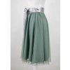 Půlkolová sukně - guma - zelená a šedý tyl II.JAKOST