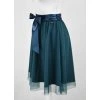 Půlkolová sukně - guma - tmavě modrá a zelený tyl 3