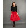 Půlkolová sukně - manšestrová - červená a máky 2
